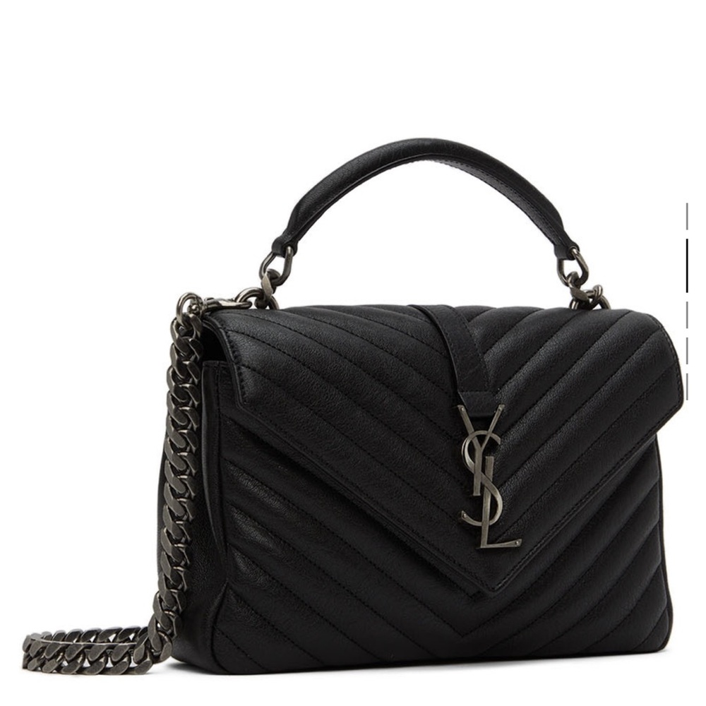 Yves Saint Laurent Black Chevron Shoulder Bag